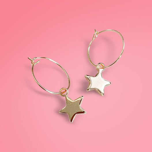 'You're a Star' Star Charm Hoop Earrings