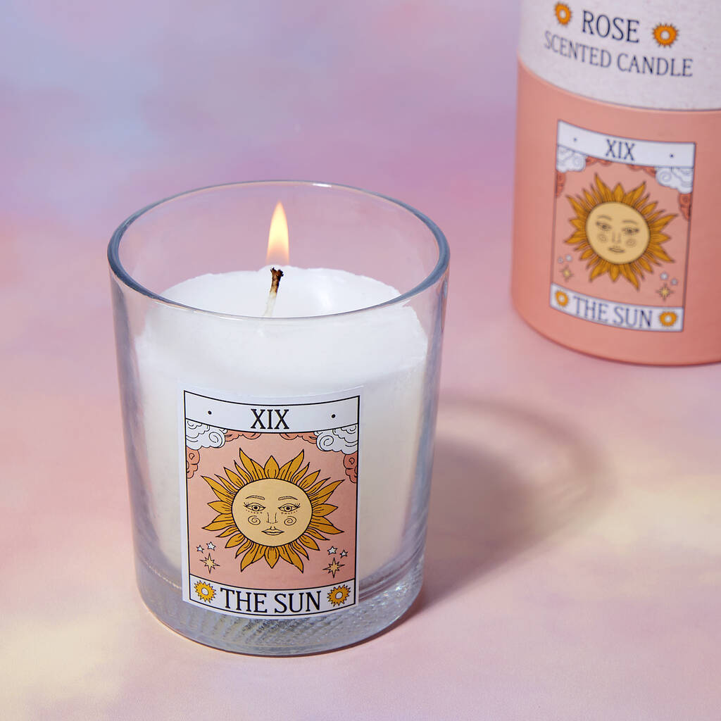 The Sun Rose Scented Tarot Card Candle