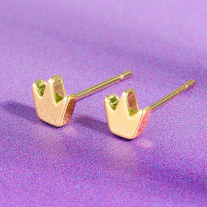 Tiny crown Gold Plated Stud earrings