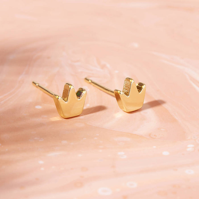 Tiny crown Gold Plated Stud earrings