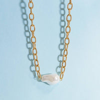 Baroque Pearl Textured Chunky Chain Necklace