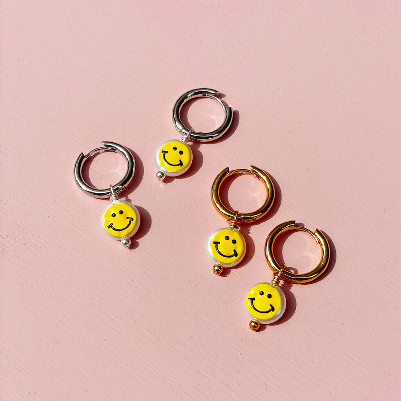 Vegan Pearl Smile Hoop Earrings