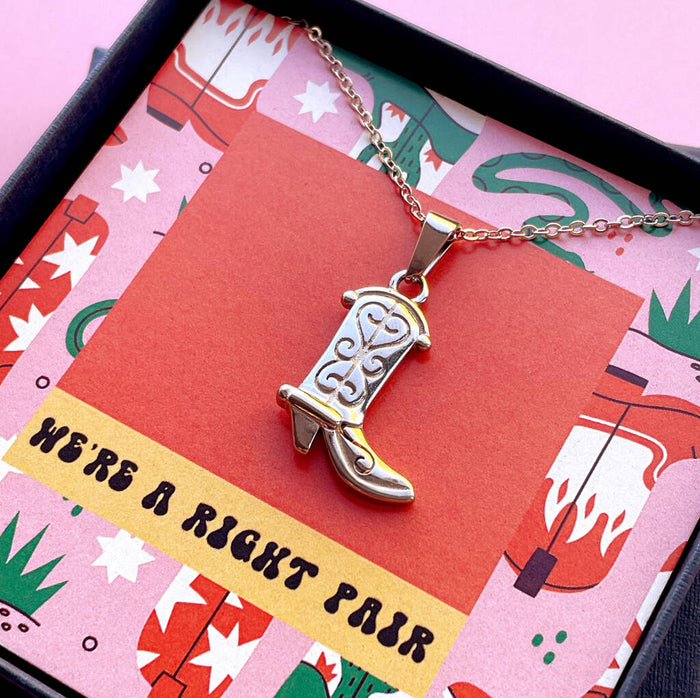 'We're A Right Pair' Cowboy Boot Friendship Necklace