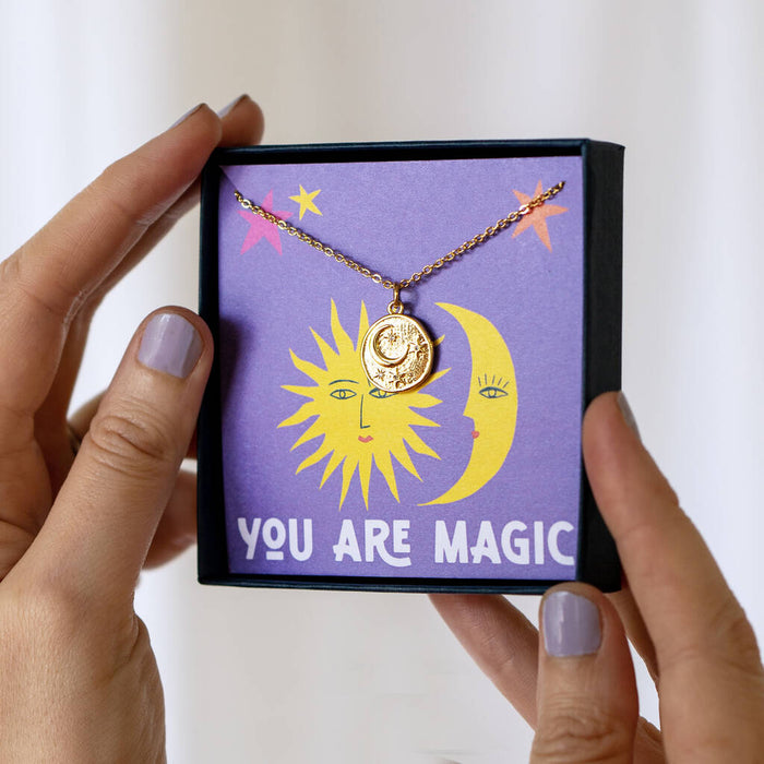 You Are Magic Gold Plated Moon Necklace